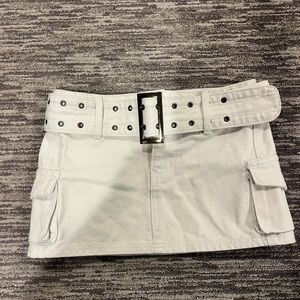 Princess Polly white belted denim skirt